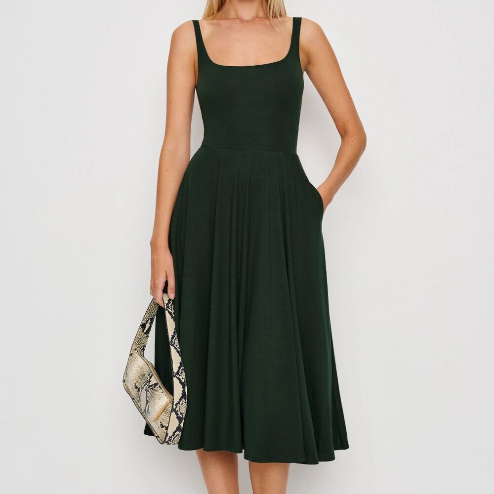 Reformation ROU Knit Dress GREEN LARGE